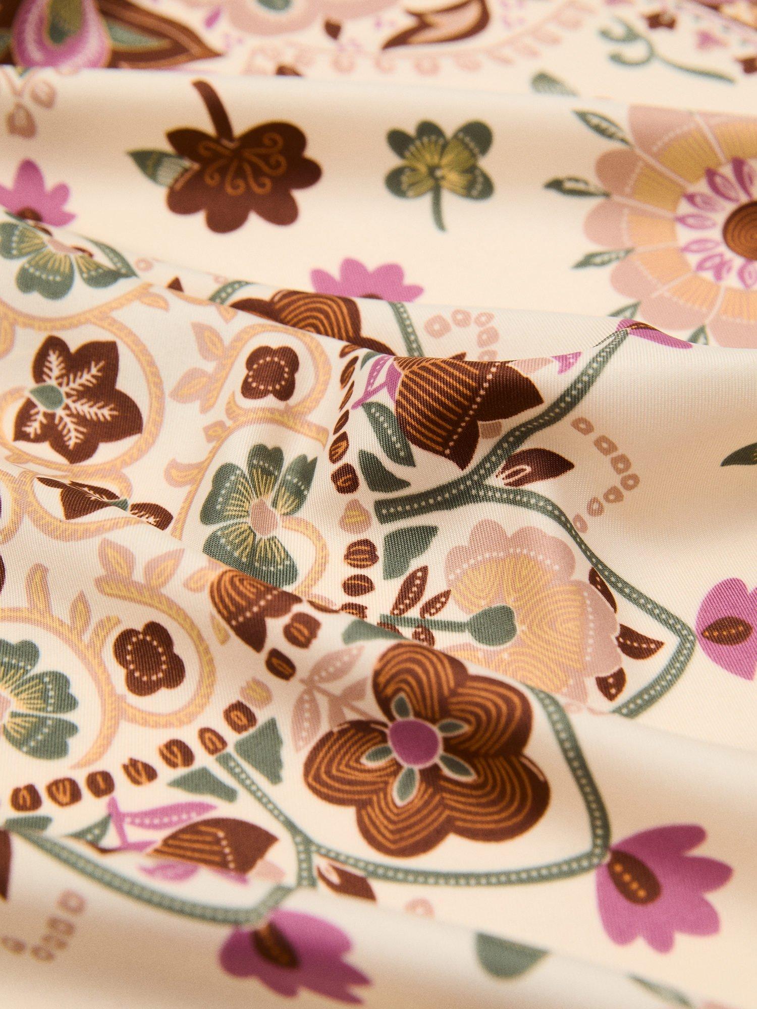 Product image 2 of 3, which shows Mango Ancara Floral Print Scarf, Light Beige/Multi, One Size