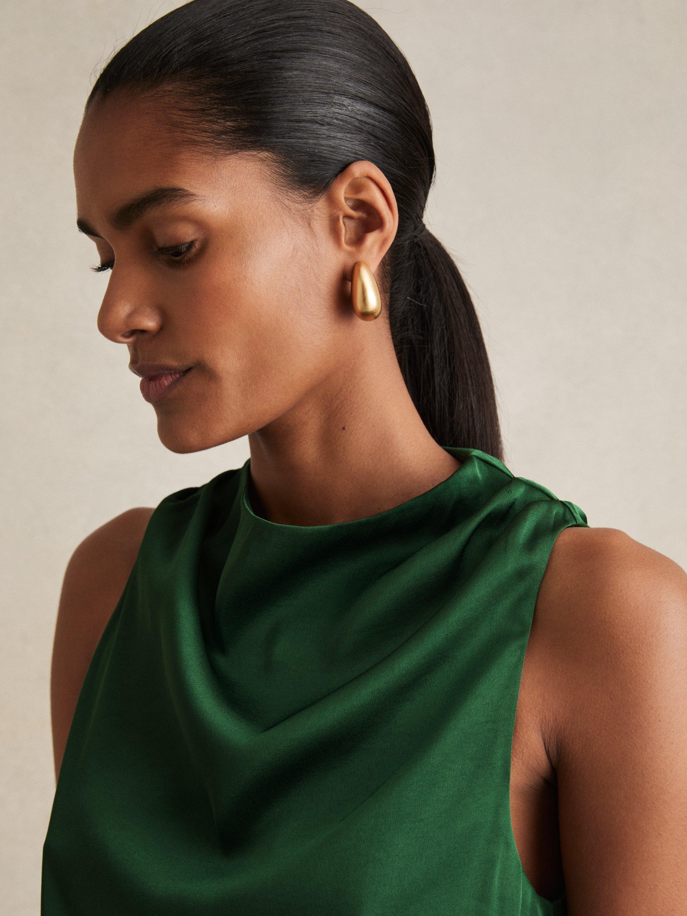 【海外限定】REISSドレス☆Eloise Drape Neck Mini Dress, Green Reiss Eloise Drape Neck Mini Dress, Green