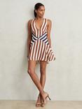 Reiss Esme Stripe V Neck Sleeveless Mini Dress