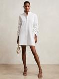 Reiss Grazi Ruched Shirt Mini Dress, Ivory