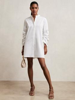 Reiss Grazi Ruched Shirt Mini Dress, Ivory, Ivory