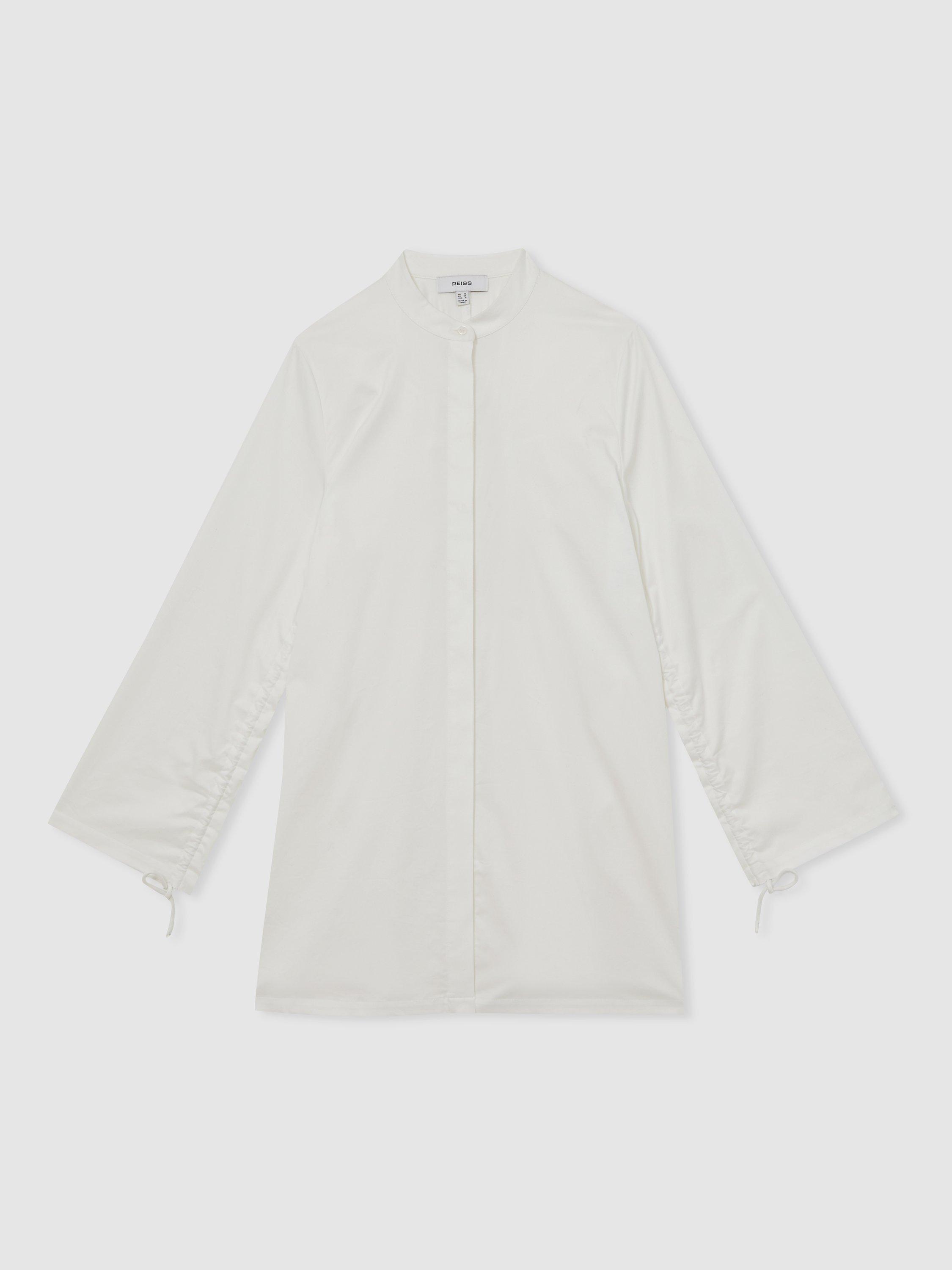 Product image 3 of 5, which shows Reiss Grazi Ruched Shirt Mini Dress, Ivory, 6