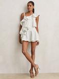 Reiss Hera Cotton Tiered Ruffle Mini Dress, Ivory