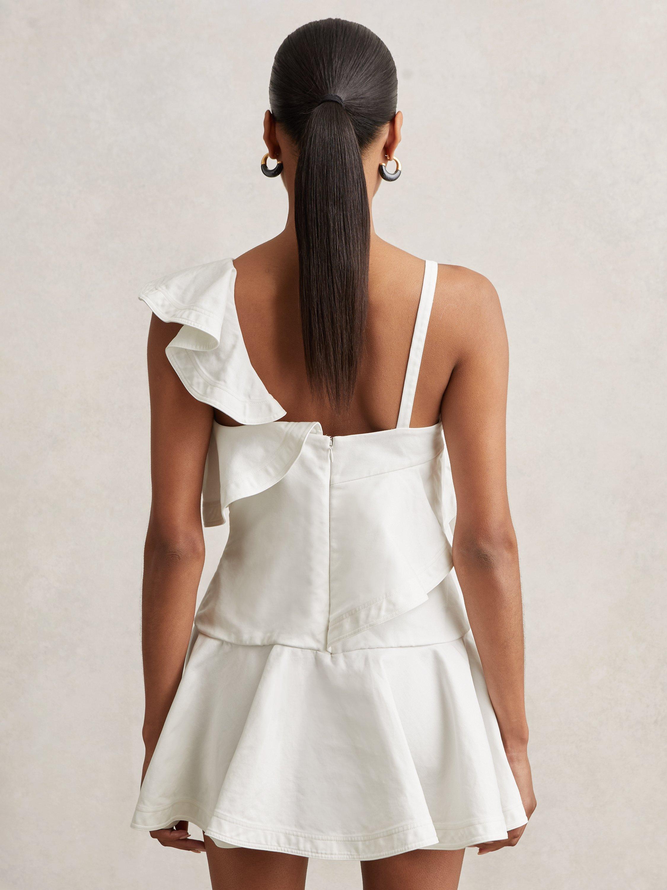 【海外限定】REISSワンピース☆Hera Cotton Tiered Ruffle Mini Reiss Hera Cotton Tiered Ruffle Mini Dress, Ivory