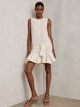 Reiss Kimberly Ruffle Hem Belted Mini Dress, Ivory