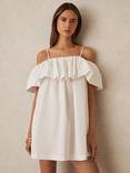 Reiss Lucia Ruffle Mini Dress, Ivory Cream