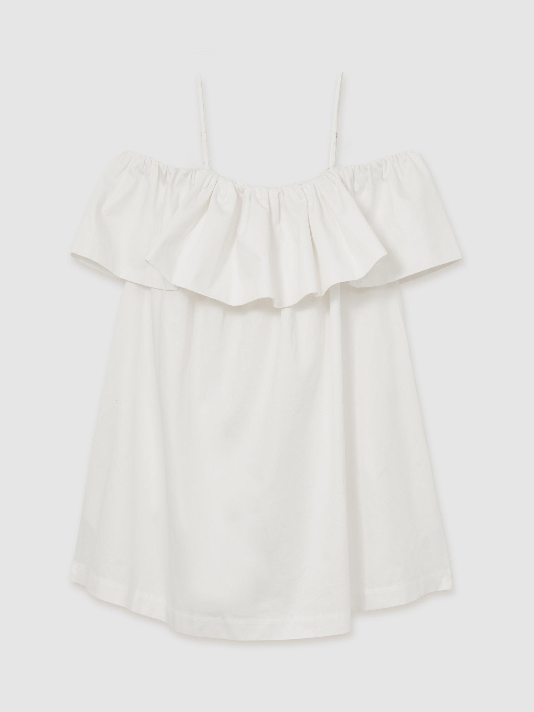 Reiss Lucia Ruffle Mini Dress, Ivory Cream