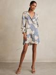 Reiss Megan Floral Open Back Shirt Dress, Blue