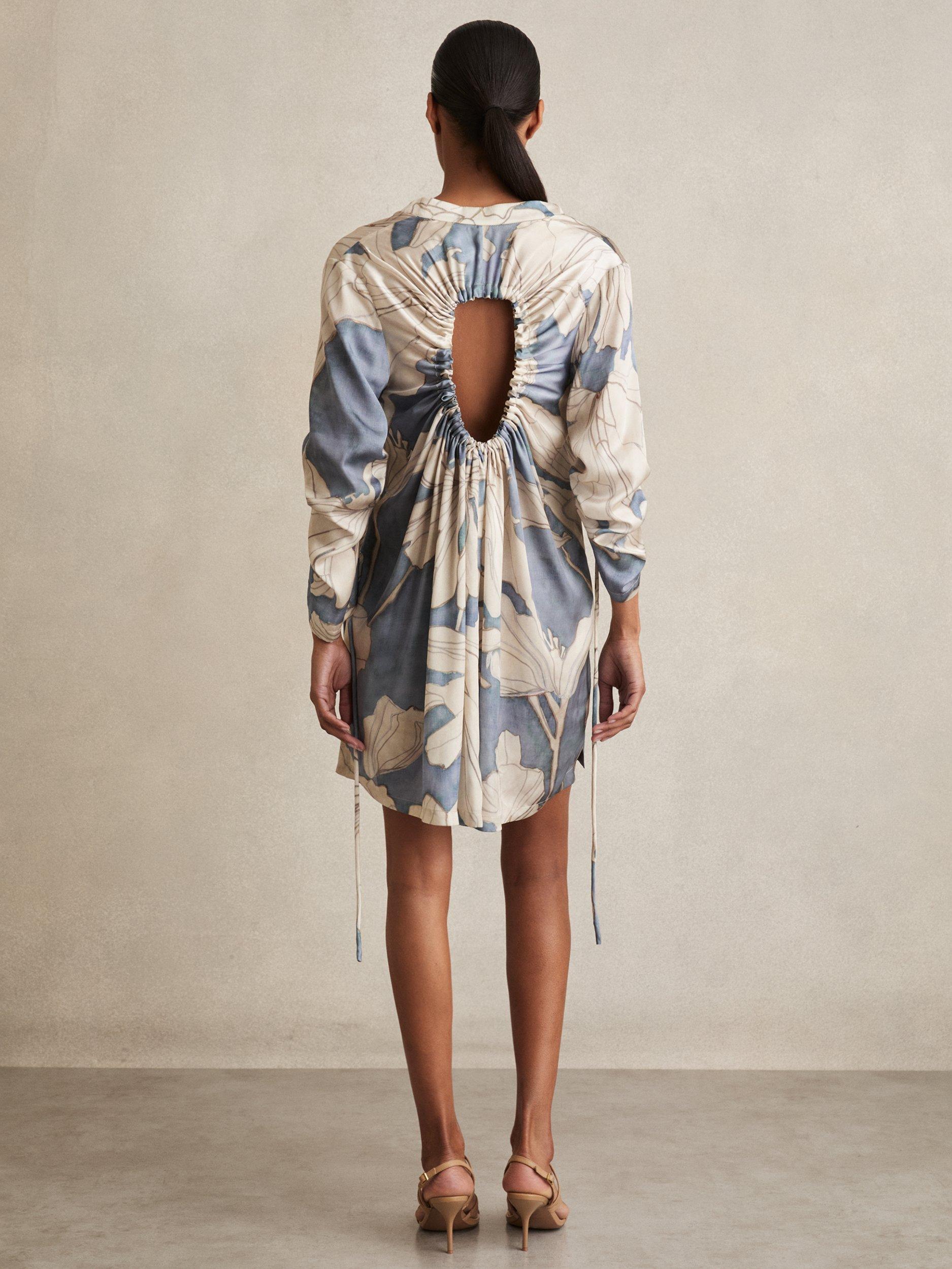 【海外限定】REISSワンピース☆Megan Floral Open Back Shirt Dr Reiss Megan Floral Open Back Shirt Dress, Blue