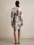 Reiss Megan Floral Open Back Shirt Dress, Blue