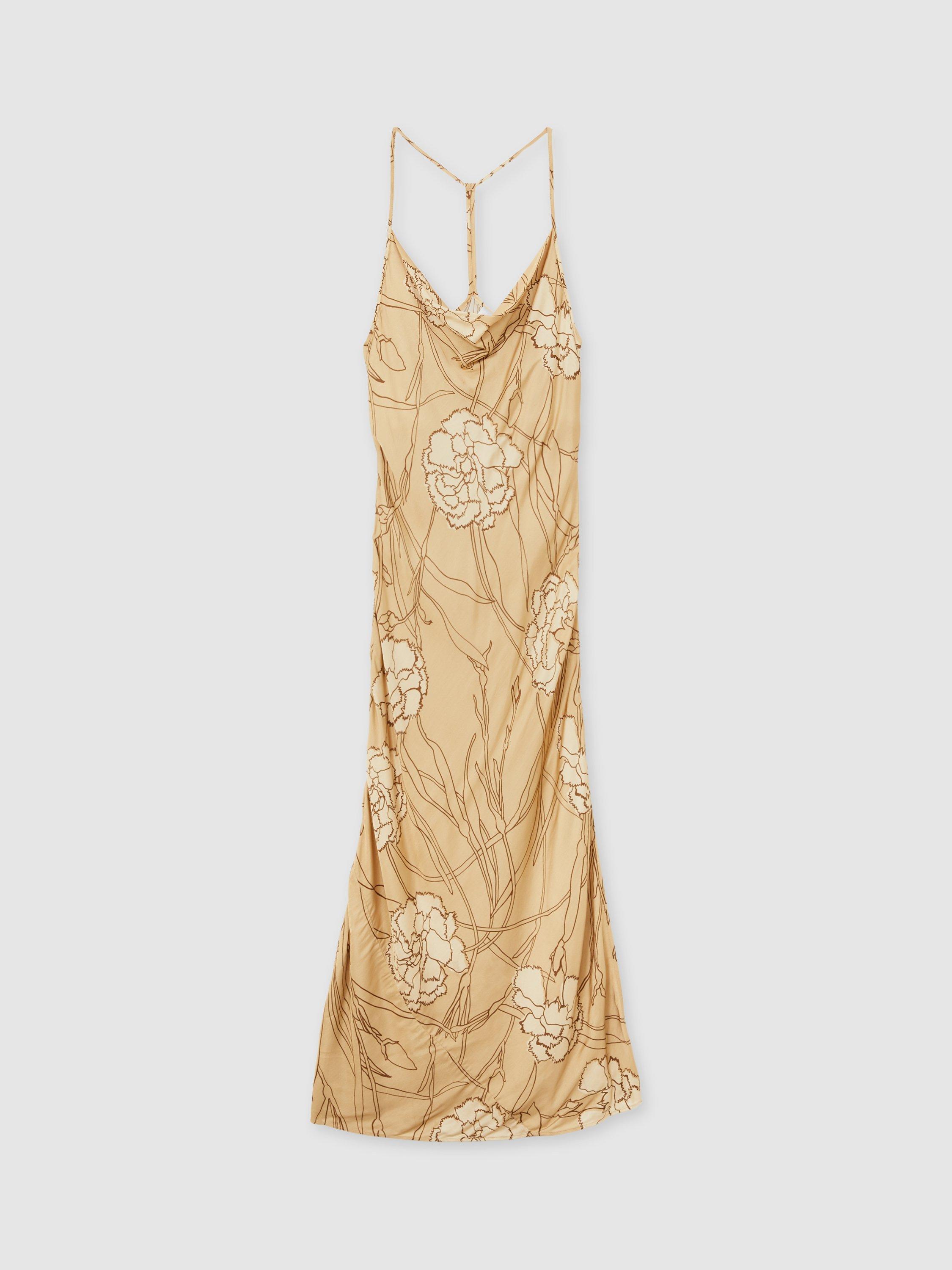 Product image 3 of 5, which shows Reiss Rochelle Floral Slip Dress, Gold, 6