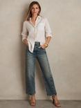 Reiss Molly Barrel Leg Jeans, Mid Blue