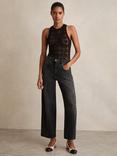 Reiss Molly Barrel-Leg Seam Jeans, Washed Grey