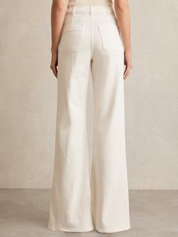 Reiss Sakura Patch-Pocket Flared Jeans, Ecru - view 2, Ecru