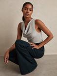 Reiss Lyra Ribbed Cowl-Neck Vest, Grey Marl