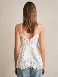 Reiss Melody Cotton Cut Out Lace Cami Top, Ivory