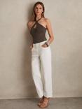 Reiss Nala Knit Cross-Strap Bodysuit, Mink