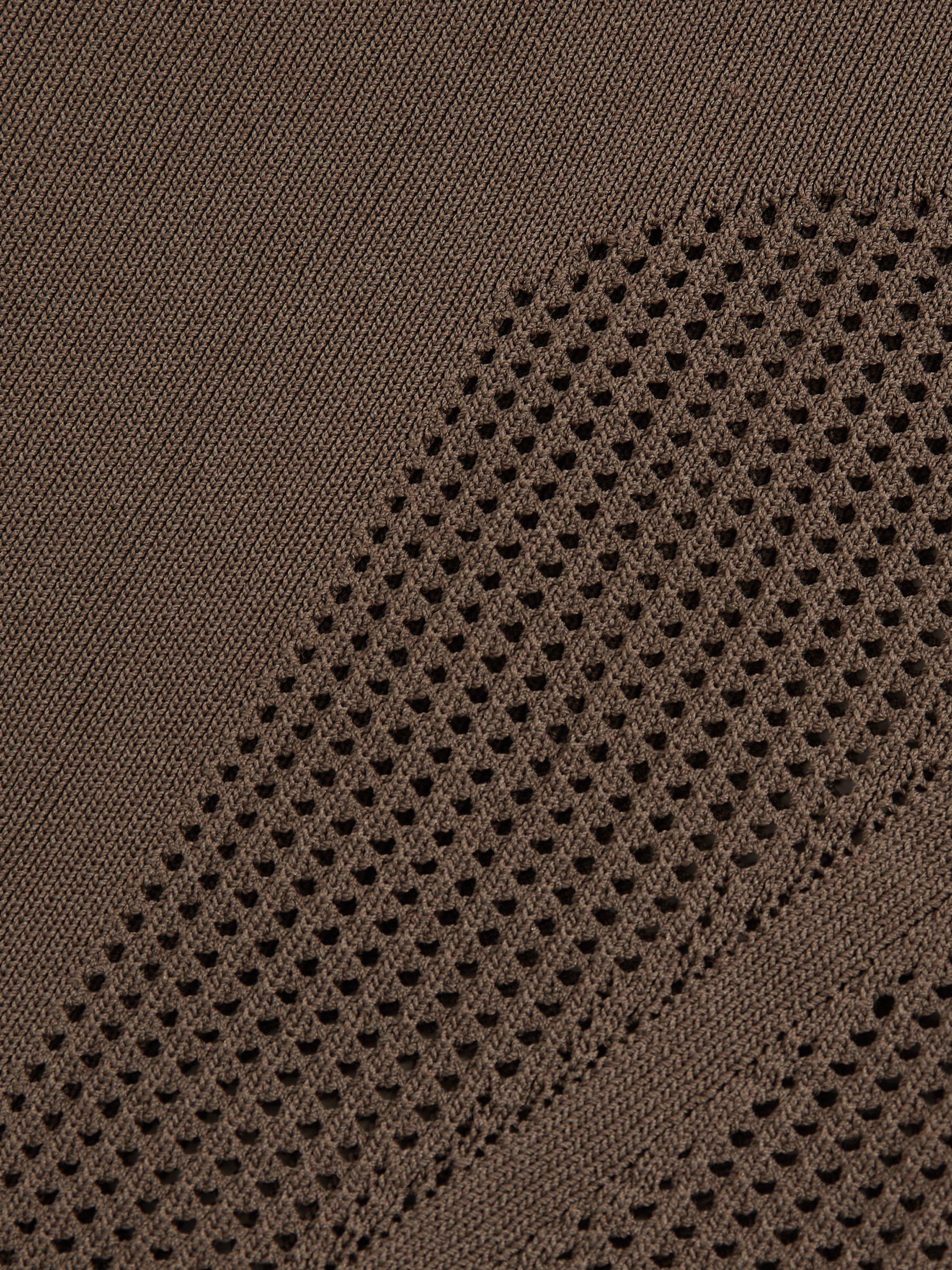 Product image 2 of 5, which shows Reiss Nala Knit Cross-Strap Bodysuit, Mink, XS