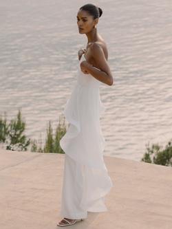 Reiss Asymmetric Bardot Silk Top - view 2, Ivory