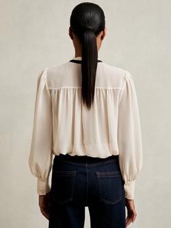 Reiss Sara Lace Embroidered Long Sleeve Top, Cream - view 2, Cream