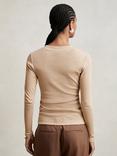 Reiss Tessa Ribbed Long Sleeve Top, Camel