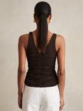Reiss Vinny Stretch Lyocell Jersey Ruched Vest, Chocolate Brown