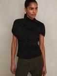 Reiss Zuri Drape Top, Black