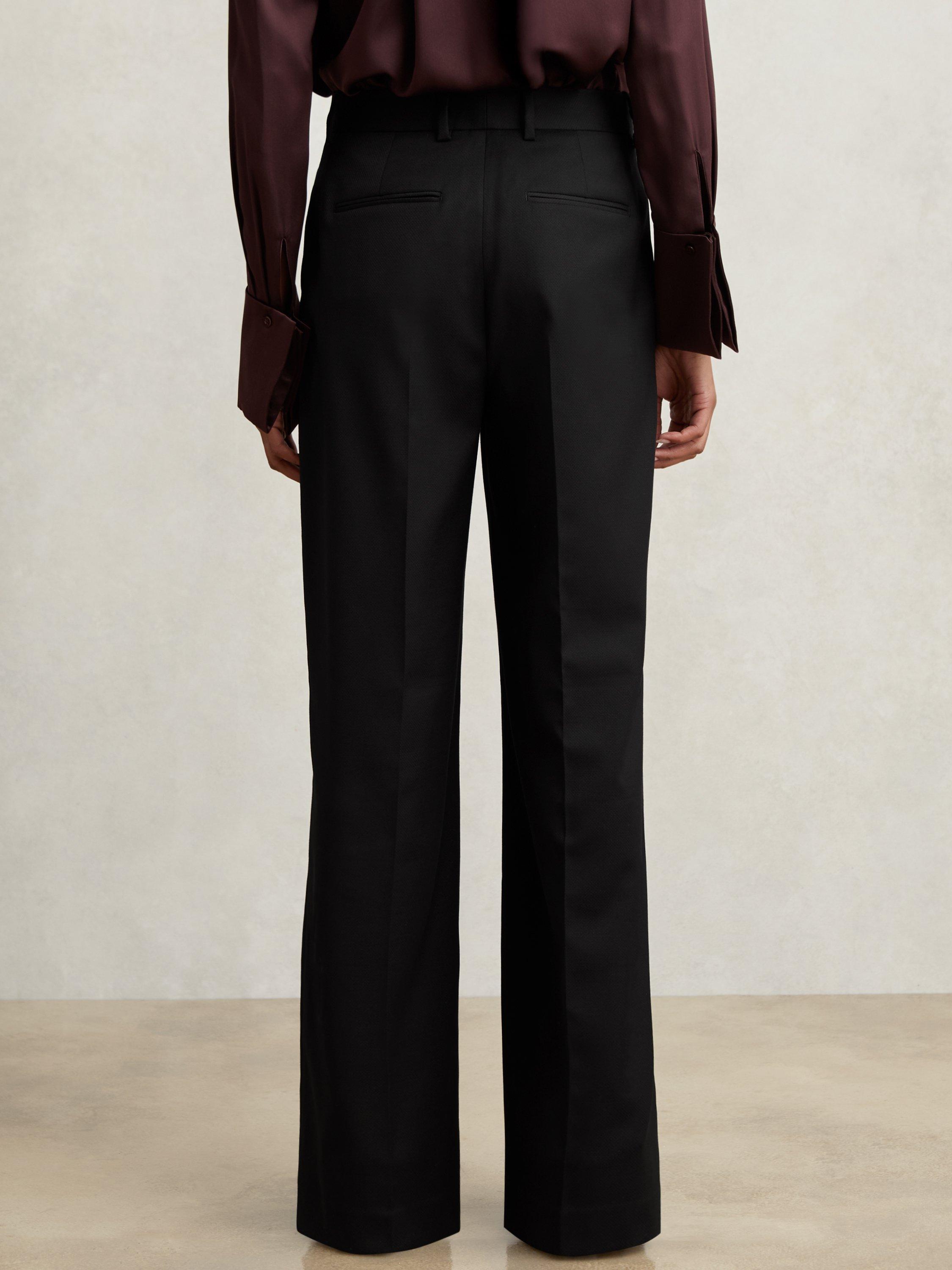 Product image 2 of 5, which shows Reiss Petite Haisley Wool-Blend Tailored Flared Suit Trousers, Black, 6Pt