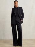 Reiss Petite Haisley Wool-Blend Tailored Flared Suit Trousers, Navy