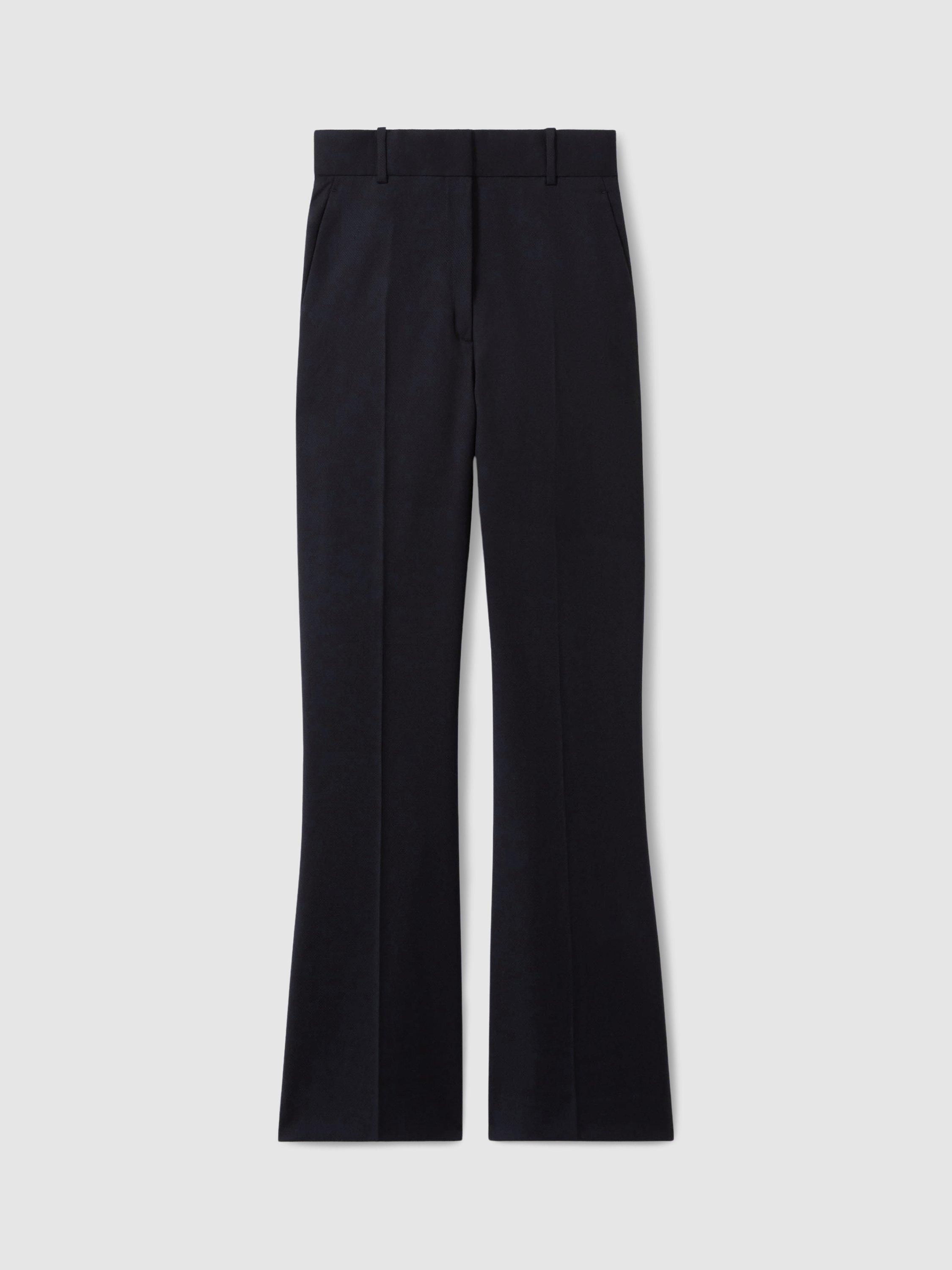 Product image 3 of 5, which shows Reiss Petite Haisley Wool-Blend Tailored Flared Suit Trousers, Navy, 6Pt