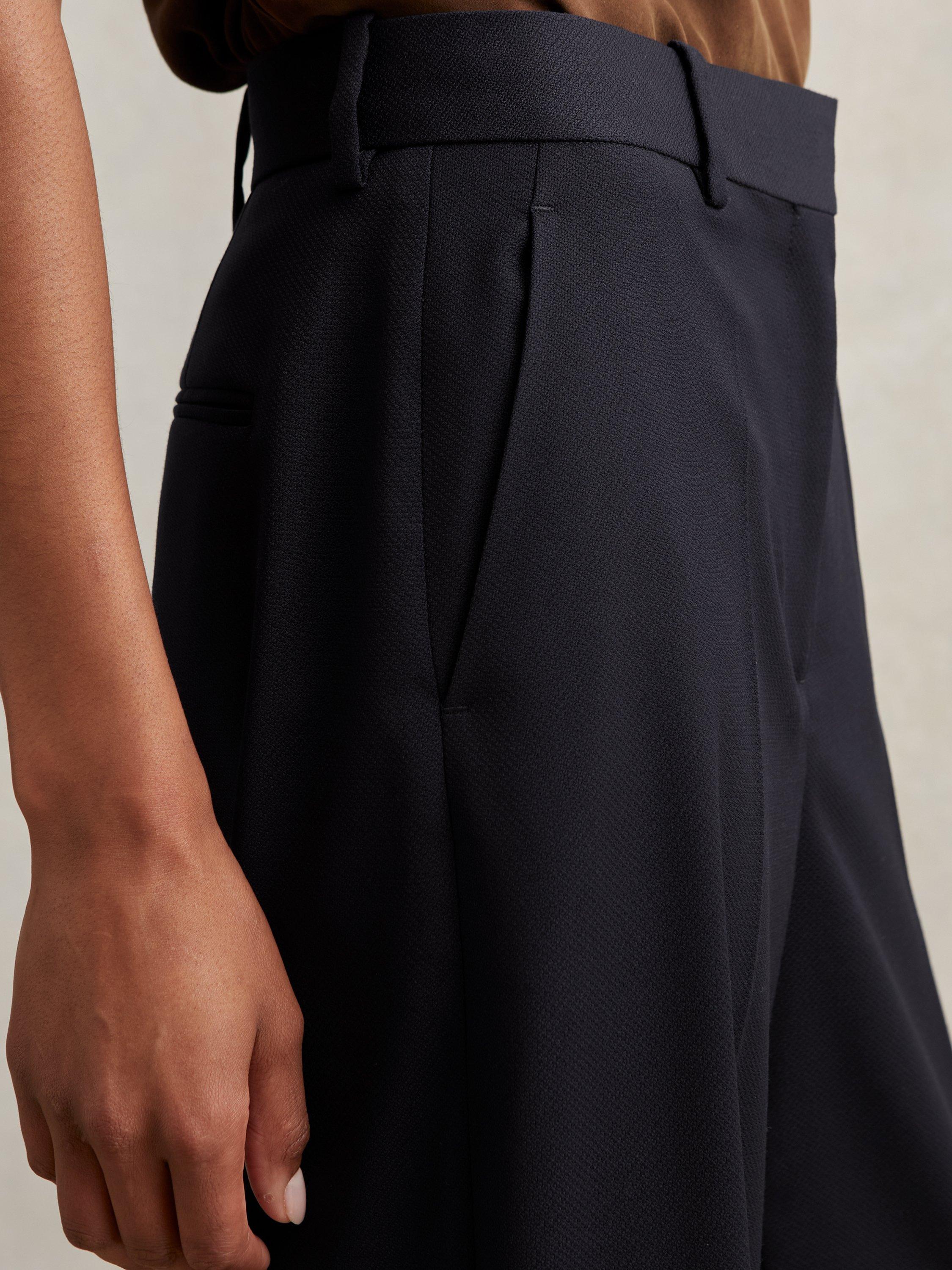 Product image 4 of 5, which shows Reiss Petite Haisley Wool-Blend Tailored Flared Suit Trousers, Navy, 6Pt