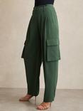 Reiss Orla Wide Leg Cargo Trousers, Green