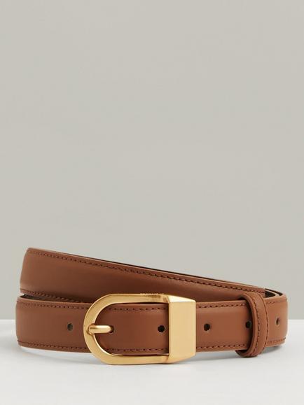 Reiss Hazel Buckle Leather Belt, Tan, Tan