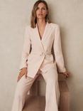 Reiss Darcie Single-Breasted Belted Suit Jacket, Pink