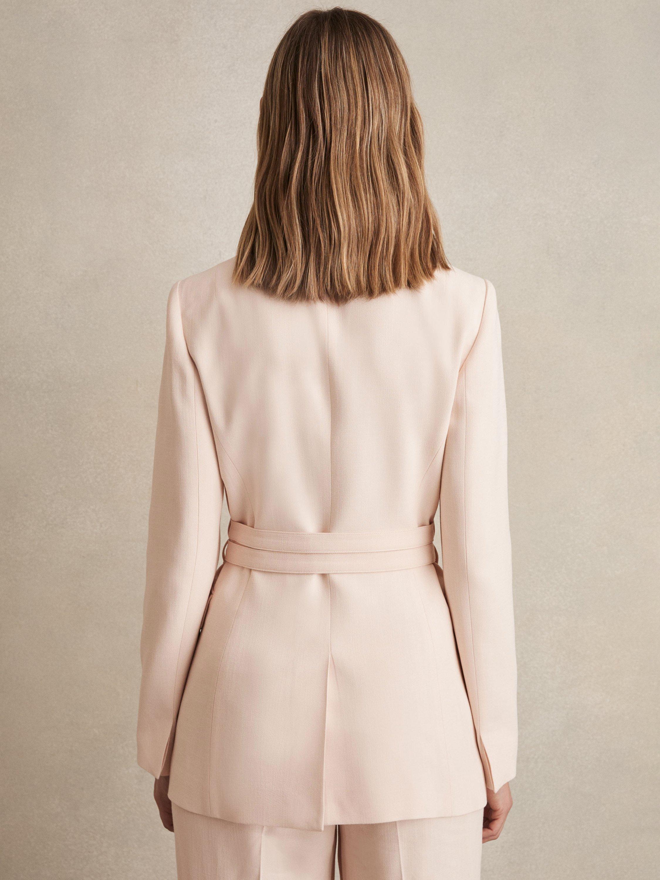 Product image 2 of 5, which shows Reiss Darcie Single-Breasted Belted Suit Jacket, Pink, 6