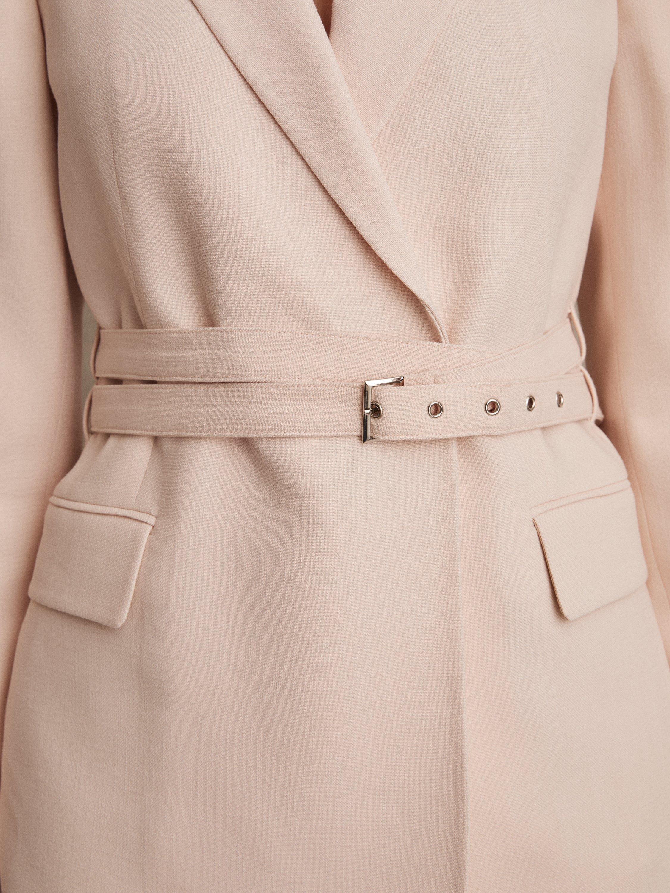 Product image 5 of 5, which shows Reiss Darcie Single-Breasted Belted Suit Jacket, Pink, 6