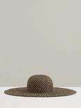 Reiss Straw Basket Weave Sun Hat, Black/Natural