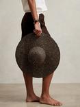 Reiss Straw Basket Weave Sun Hat, Black/Natural