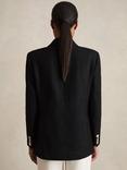 Reiss Eden Oversized Double-Breasted Linen Blend Blazer, Black