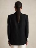 Reiss Petite Eden Double Breasted Linen Blend Blazer, Black