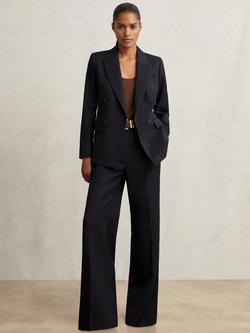 Reiss Petite Haisley Single Breasted Suit Blazer, Black, Navy