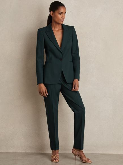 Reiss Petite Jade Wool-Blend Single-Breasted Suit Blazer, Green, Green