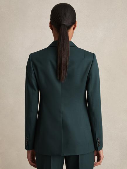 Reiss Petite Jade Wool-Blend Single-Breasted Suit Blazer, Green - view 2, Green
