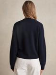 Reiss Mila Button Detail Wool Rich Cardigan, Navy