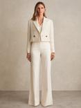 Reiss Mia Textured Cropped Blazer, White