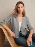 Reiss Mila Button Detail Wool Rich Cardigan, Silver Grey
