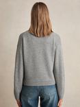 Reiss Mila Button Detail Wool Rich Cardigan, Silver Grey