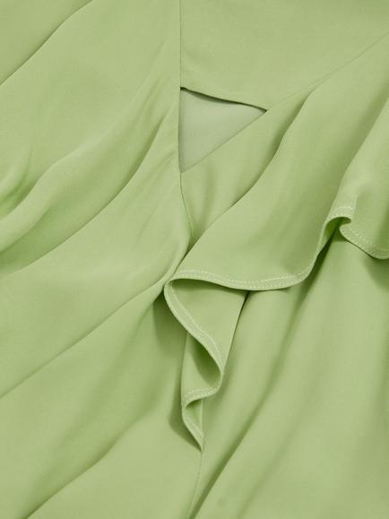 Reiss Alba Asymmetric Ruffle Midi Dress, Green - view 2, Green