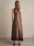 Reiss Anais Satin Drape Lace-Trim Midi Dress