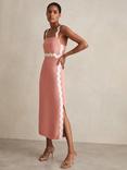 Reiss Asher Ric Rac Wave Midi Dress, Pink